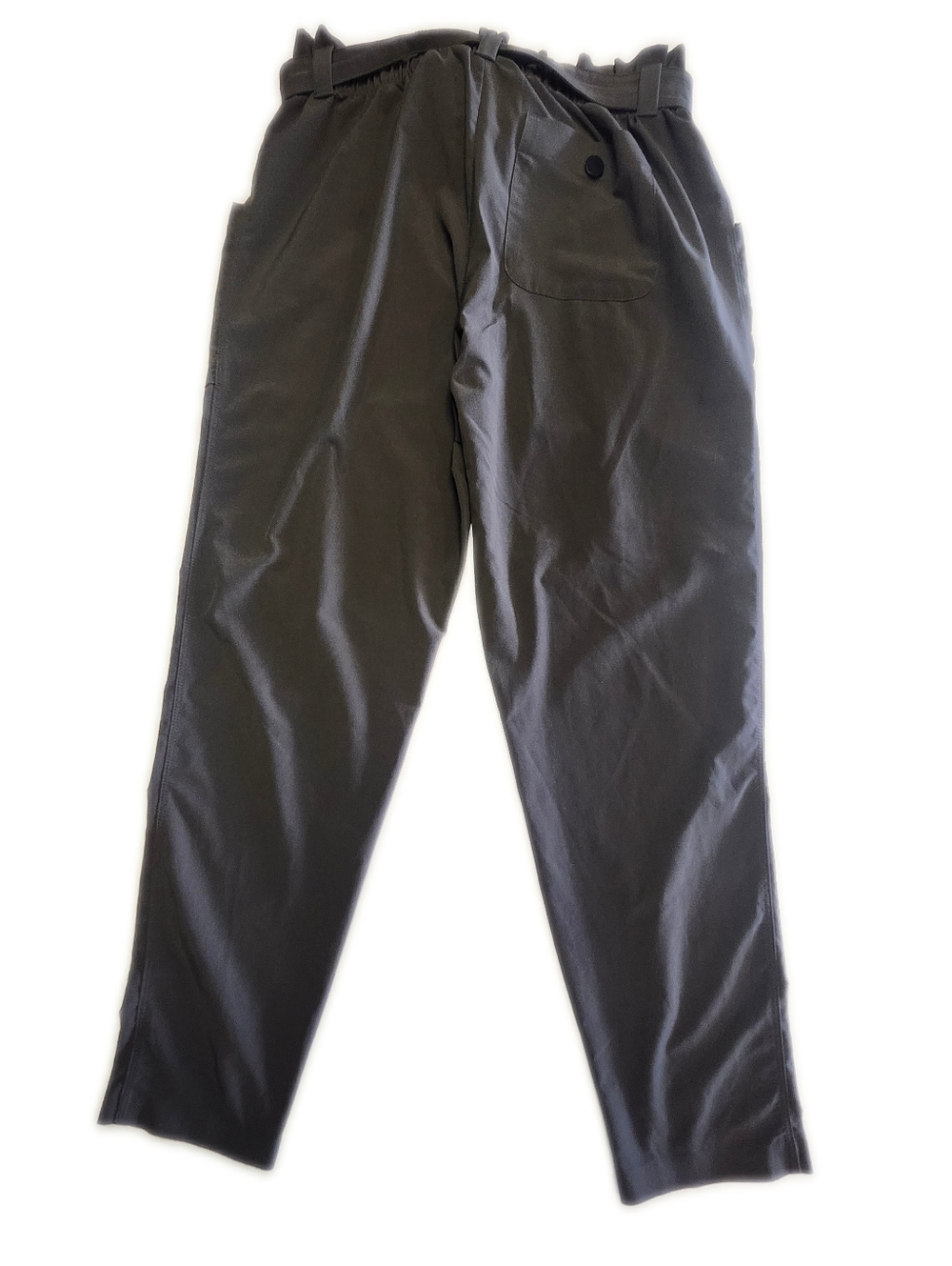Athleta Skyline Featherweight Stretch Arbor Olive Tie Waist Belted Pants, 6 - Picture 4 of 8